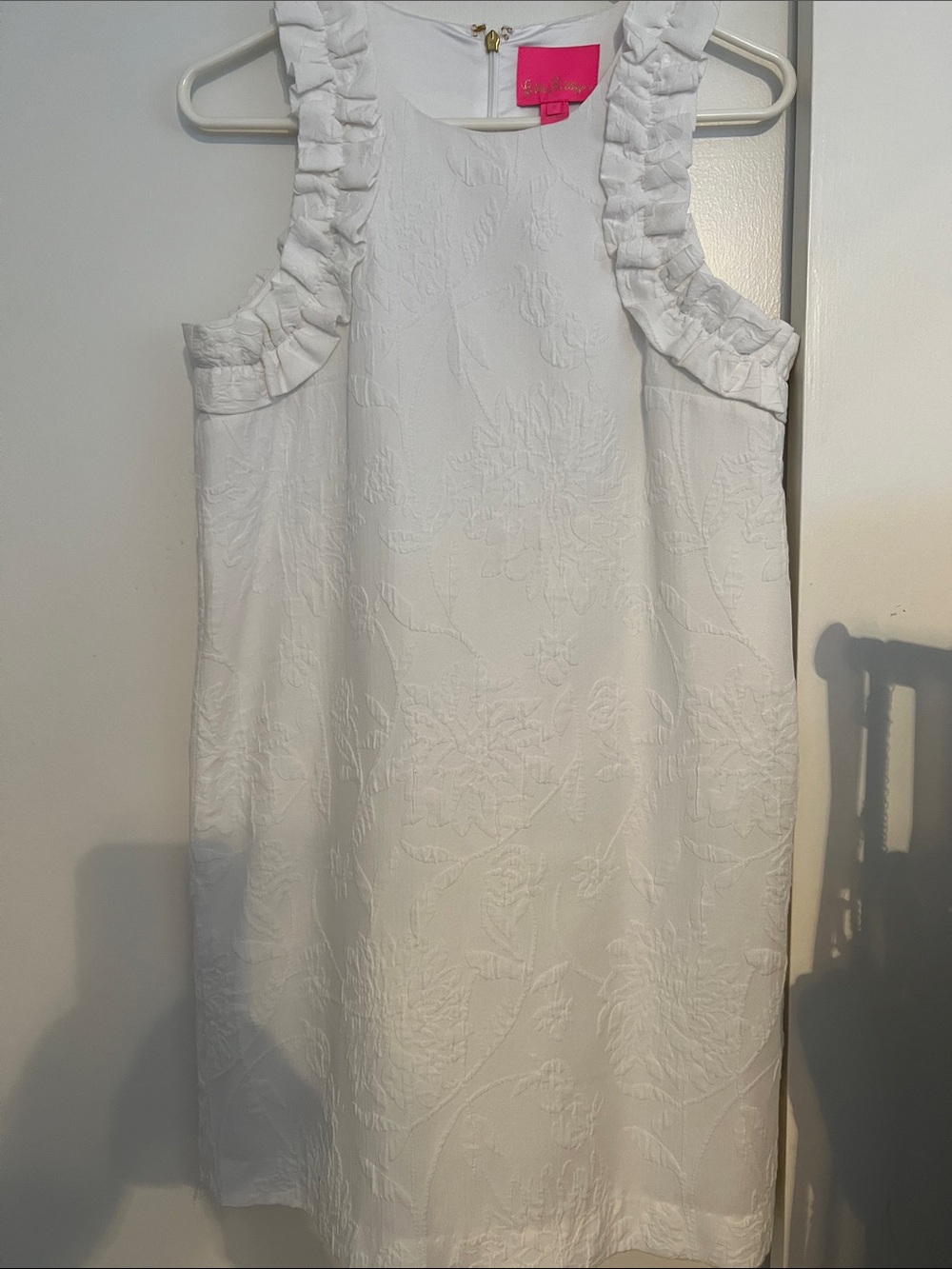 Lilly Pulitzer Kailee White Ruffled Sleeveless Shift Dress